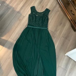 David’s Bridal green formal dress